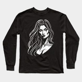 Minimalistic Woman Illustration distressed Long Sleeve T-Shirt